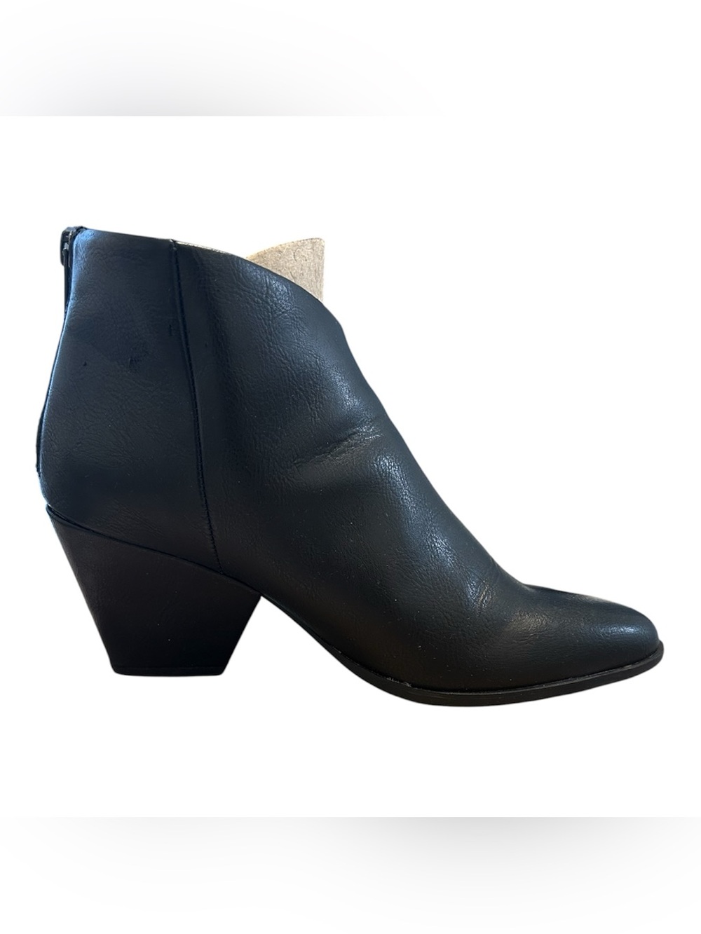 b.o.c. Black Leather Ankle Bootie with Block Heel